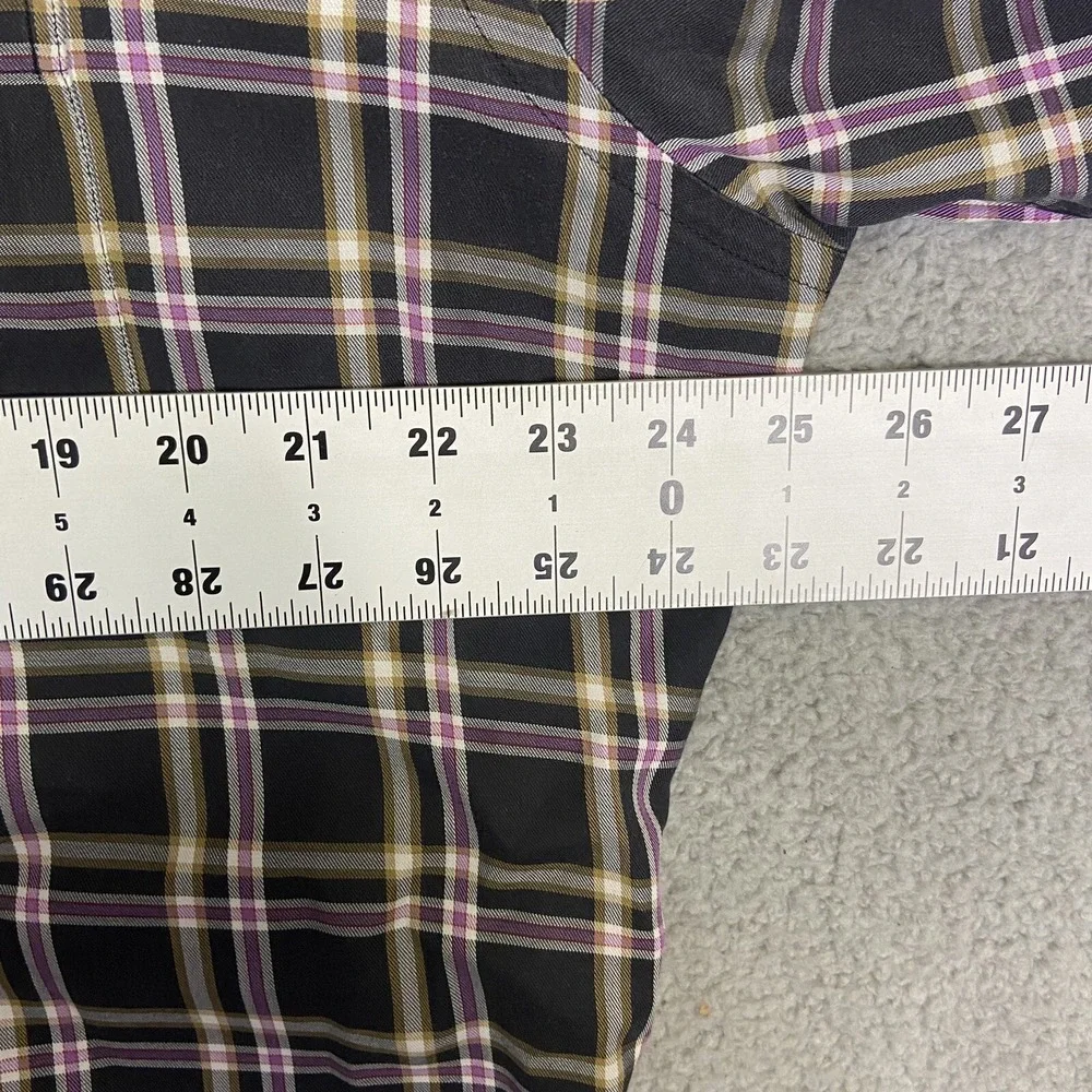 Peter Millar Button Down Shirt Mens Large Blue Black Plaid Long Sleeve‎